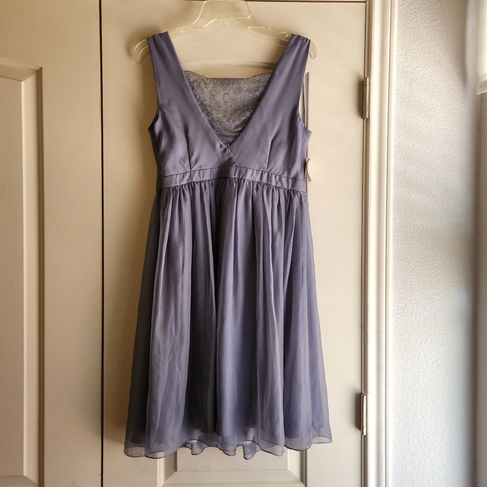NWT HitherTo Slate-Blue dress with lace back insert - Sz 8